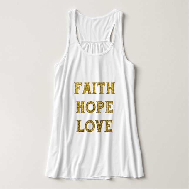 Guld Glitter | Faith Hope Kärlek T-Shirt Linne Med Racerback (Design framsida)