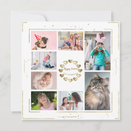 Guld Glitter Familjefoto Collage Glad Påsk Julkort