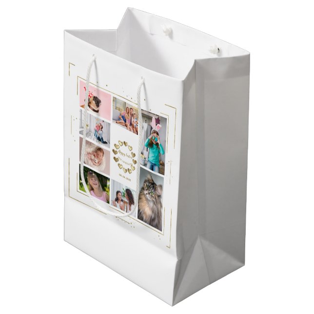 Guld Glitter Family Photo Collage Glad påsk (Framsidan Vinklad)