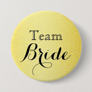 Guld Glitter Faux Foil Bröllop Team Bride Knapp