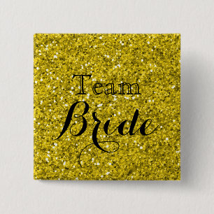Guld Glitter Faux Foil Bröllop Team Bride Knapp