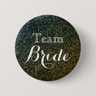 Guld Glitter Faux Foil Bröllop Team Bride Knapp