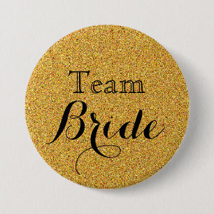 Guld Glitter Faux Foil Bröllop Team Bride Knapp