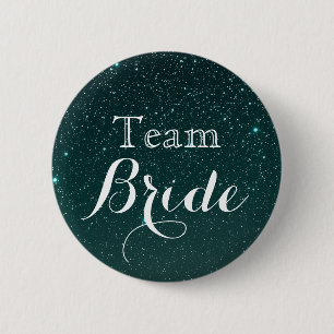 Guld Glitter Faux Foil Bröllop Team Bride Knapp