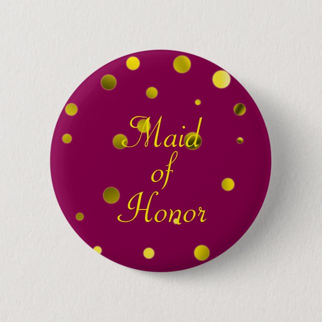 Guld Glitter Faux Foil confetti-punkter Maid of ho Knapp (Framsida)