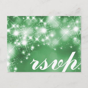Guld Glitter Faux Foil Glamor Bröllop OSA Inbjudan Vykort