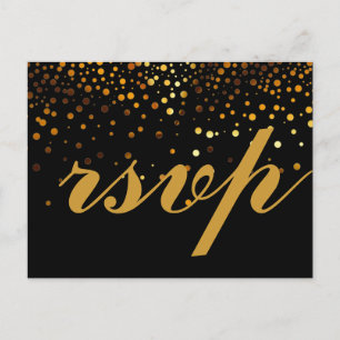 Guld Glitter Faux Foil Glamor Bröllop OSA Inbjudan Vykort