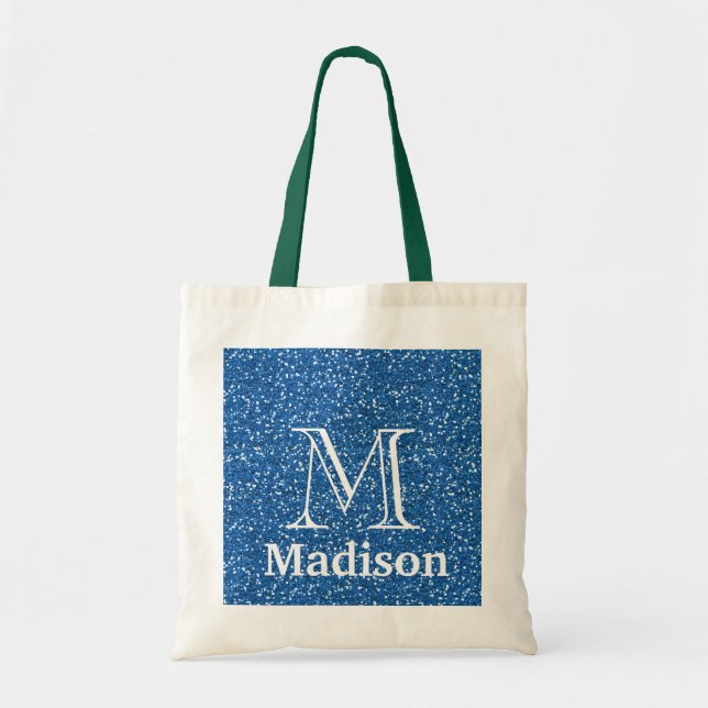 Guld glitter faux personlig monogram tygkasse (Framsidan)