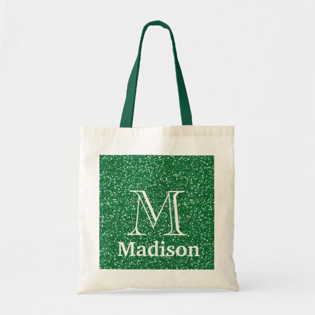 Guld glitter faux personlig monogram tygkasse (Framsidan)