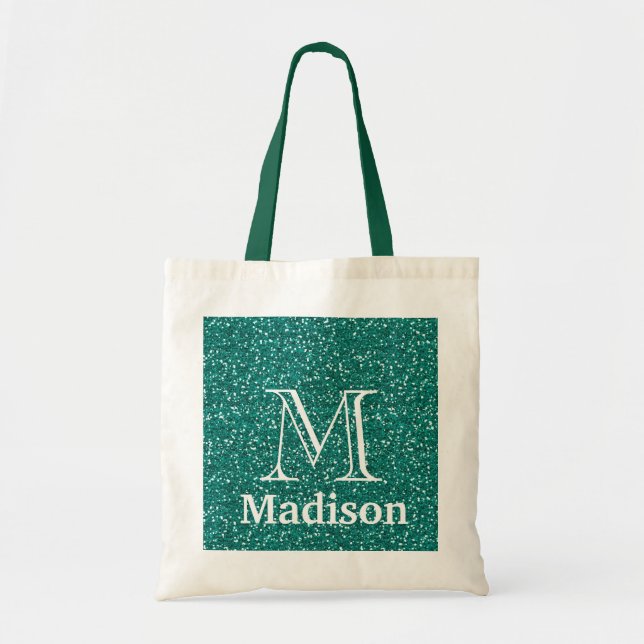 Guld glitter faux personlig monogram tygkasse (Framsidan)