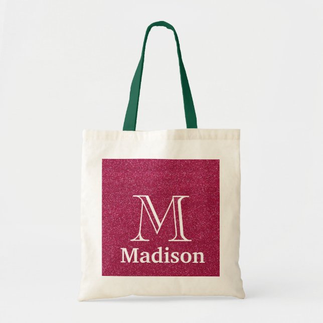 Guld glitter faux personlig monogram tygkasse (Framsidan)