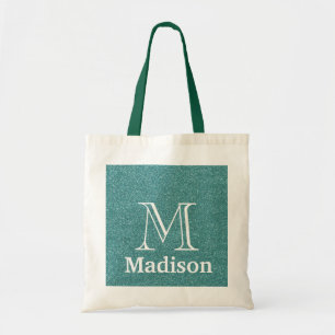 Guld glitter faux personlig monogram tygkasse