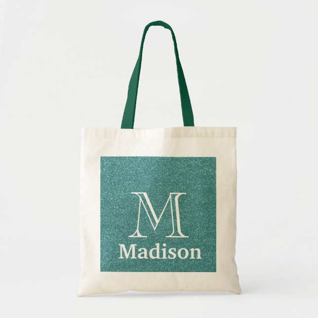 Guld glitter faux personlig monogram tygkasse (Framsidan)