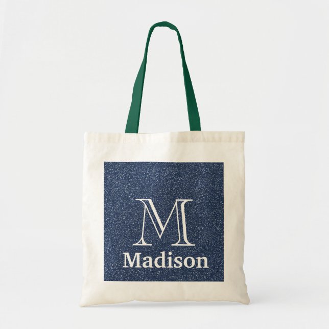 Guld glitter faux personlig monogram tygkasse (Framsidan)