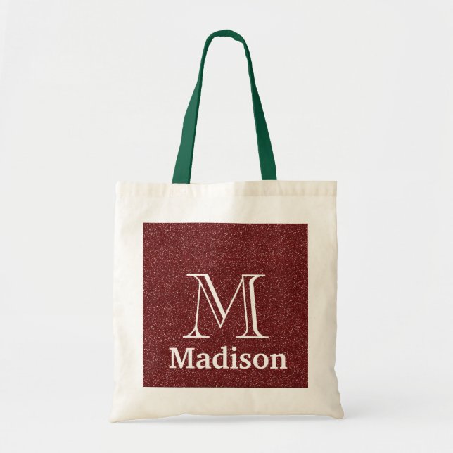 Guld glitter faux personlig monogram tygkasse (Framsidan)