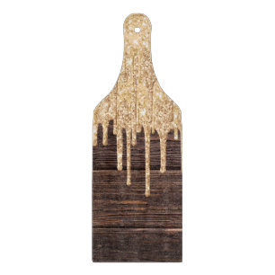 Guld glitter faux wood charcuterie epoxy look