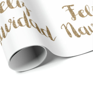 Guld Glitter Feliz Navidad Presentpapper
