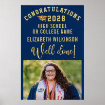 Guld Glitter Fet Skrift Anpassad Foto Examen