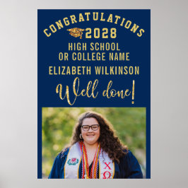 Guld Glitter Fet Skrift Anpassad Foto Examen Poster