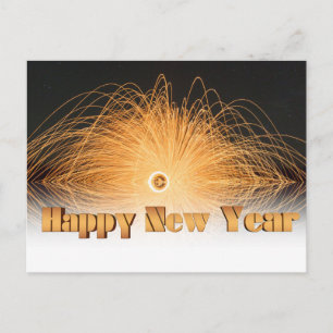 Guld Glitter Fireworks Gott nytt år 2016 Helg Vykort