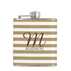 Guld-Glitter-flask med monogram Fickplunta