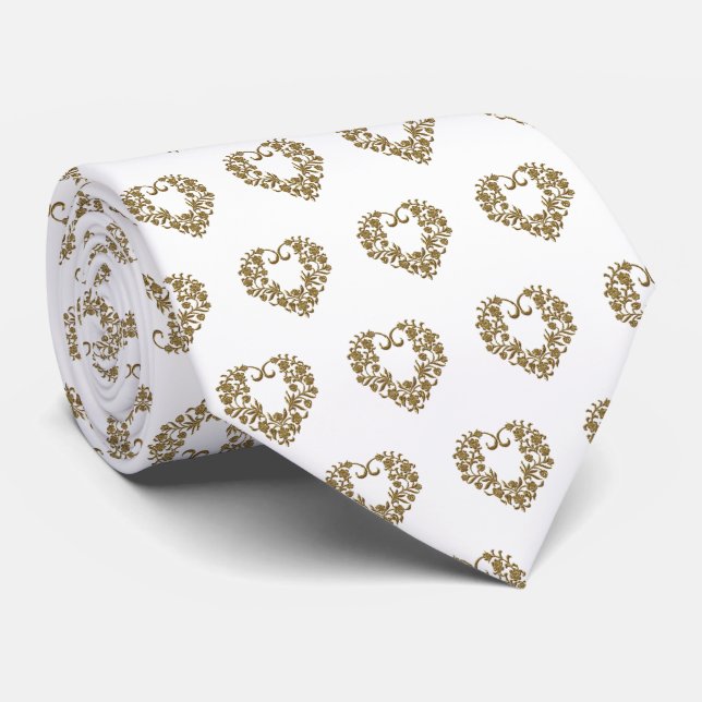 Guld Glitter Flourish Alla Hjärtans Dag Slips (Rullad)