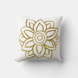 Guld Glitter Flower Poinsettia tvåsidig Kudde