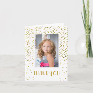 Guld Glitter Födelsedag Barn Tjej 2 Foto Tack Kort