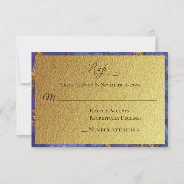 *~* Guld Glitter Foil Blue Bröllop OSA (Framsida)