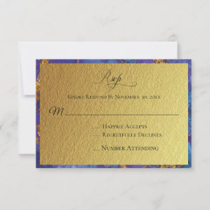 *~* Guld Glitter Foil Blue Bröllop OSA Kort