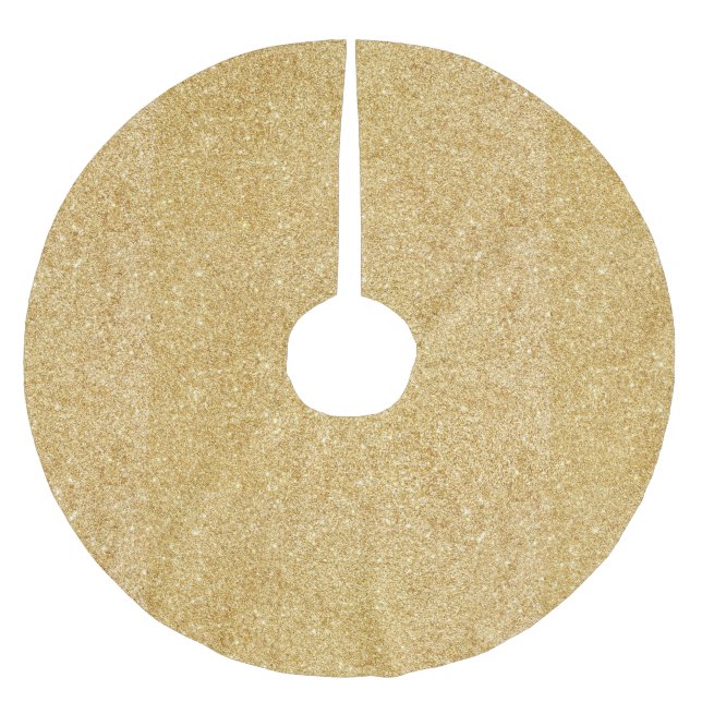 Guld- glitter för elegant Faux Julgransmatta Borstad Polyester (Framsidan)