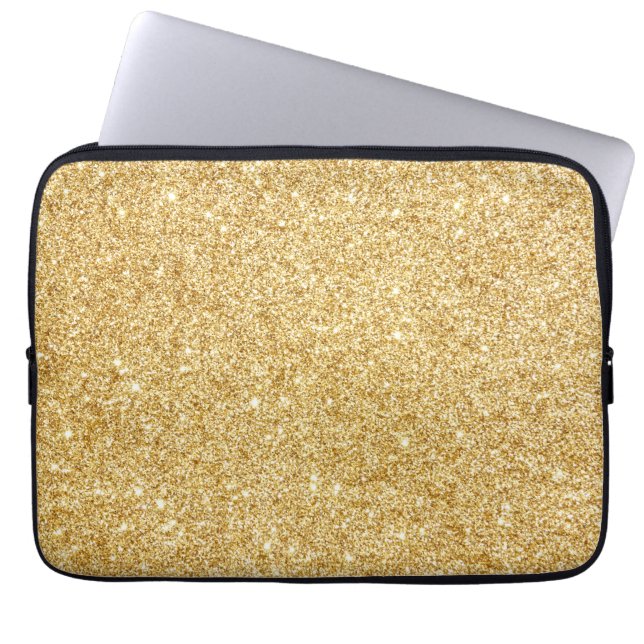 Guld- glitter för elegant Faux Laptop Sleeve (Framsidan)