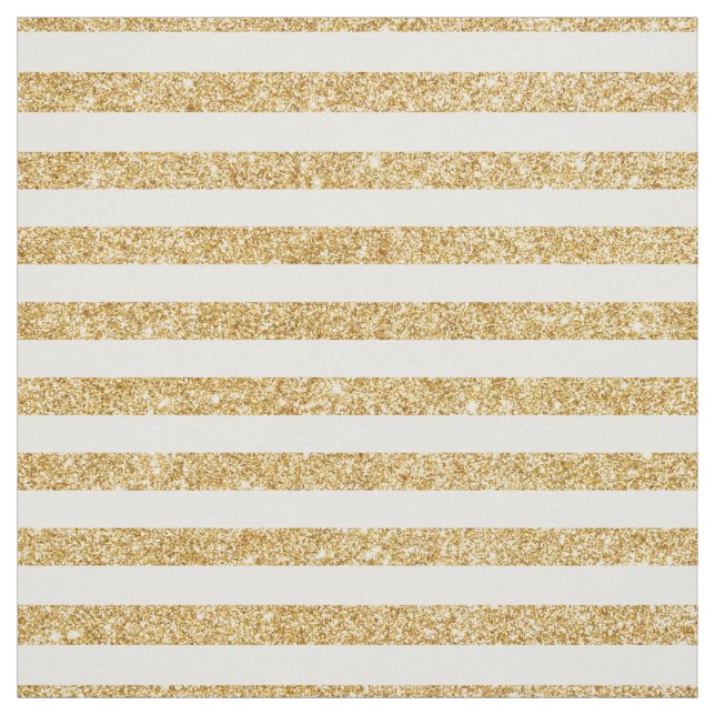 Guld- glitter för elegant Faux och vitrandmönster Tyg (Provkarta)