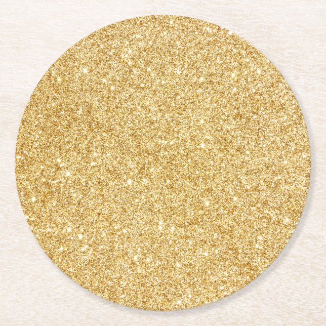 Guld- glitter för elegant Faux Underlägg Papper Rund (Framsidan)
