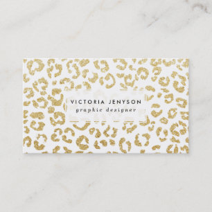 Guld- glitter för modern faux för leopardmönste visitkort