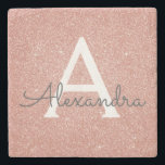 Guld- glitter för rosa ros & gnistraMonogram Stenunderlägg<br><div class="desc">För den Fauxglitter och gnistran för rosa ros belägger med tegel den guld- eleganta stenen. Dessa kan gör stenen Tiles skräddarsy för att inkludera ditt initialt och förnamn och ett underbart bröllop,  en årsdag,  en söt födelsedag 16 eller en julgåva.</div>