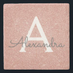 Guld- glitter för rosa ros & gnistraMonogram Stenunderlägg<br><div class="desc">För den Fauxglitter och gnistran för rosa ros belägger med tegel den guld- eleganta stenen. Dessa kan gör stenen Tiles skräddarsy för att inkludera ditt initialt och förnamn och ett underbart bröllop,  en årsdag,  en söt födelsedag 16 eller en julgåva.</div>