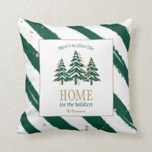 Guld Glitter & Forest Grönt Gräs Träd julen Kudde