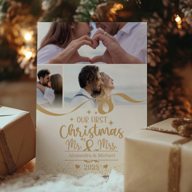 Guld Glitter Första jul 6 - foto Julkort (Skapare uppladdad)