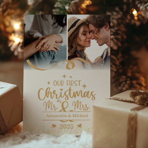 Guld Glitter Första jul Lodrät 2 Foto Julkort