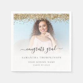 Guld Glitter Foto 2024 Gratulerara Studenten Pappersservett