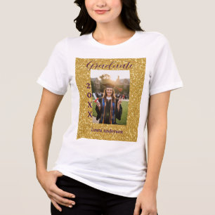 Guld glitter foto examen lägg till namn klass text t shirt