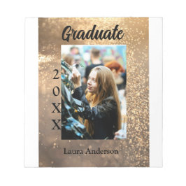 Guld glitter fotot studenten Lägg till namn-klasst Anteckningsblock