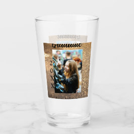 Guld glitter fotot studenten Lägg till namn-klasst Glaskopp