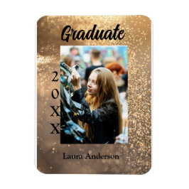 Guld glitter fotot studenten Lägg till namn-klasst Magnet