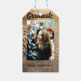Guld glitter fotot studenten Lägg till namn-klasst Presentetikett