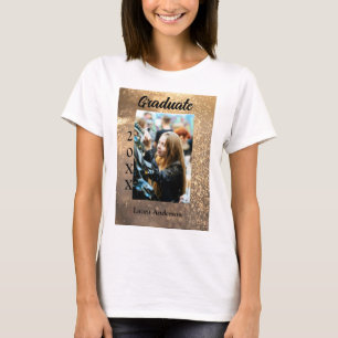 Guld glitter fotot studenten Lägg till namn-klasst T Shirt