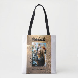 Guld glitter fotot studenten Lägg till namn-klasst Tygkasse