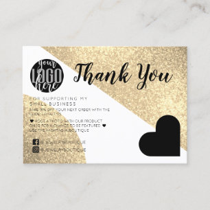 Guld Glitter Geo Heart Logotyp Customer Tack Visitkort