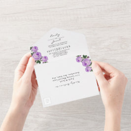 Guld Glitter Geo Lila Blommig Bröllopsdetalj RSVP